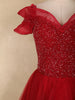 Red Sequins Embellished Design Party Wear Net Gown