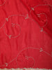 Red Sequins Embroidered Tissue Organza Saree with Designer Border