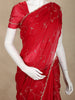 Red Sequins Embroidered Tissue Organza Saree with Designer Border
