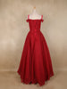 Red Sequins and Beads Embellished Design Net Ball Gown with Cold Shoulder Straps