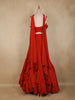 Red Sequins and Beads Embroidered Design Satin Indo Western Lehenga