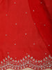 Red Sequins and Beads Embroidered Design Space Silk Party Wear Saree