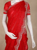 Red Sequins and Beads Embroidered Design Space Silk Party Wear Saree