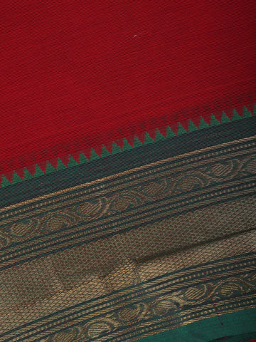 Maroon Red Solid Cotton Saree Print Border - Diadem