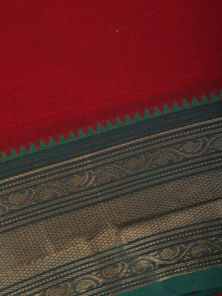 Maroon Red Solid Cotton Saree Print Border - Diadem