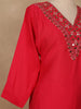 Red Solid Design Mirror Work Embroidered Salwar Suit - Diadem