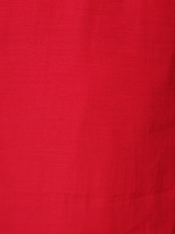Red Solid Design Mirror Work Embroidered Salwar Suit - Diadem