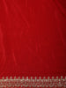 Red Solid Design Satin Saree with Embellished Lace Border