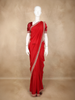Red Solid Design Satin Saree with Embellished Lace Border