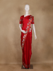 Red Solid Design Semi Banarasi Silk Saree