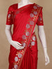 Red Solid Design Semi Banarasi Silk Saree