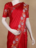 Red Solid Design Semi Banarasi Silk Saree