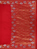 Red Solid Design Semi Banarasi Silk Saree