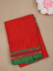 Red Solid Design Semi Silk Cotton Saree with Contrast Border
