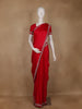Red Solid Design Stone Work Satin Saree