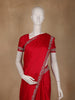 Red Solid Design Stone Work Satin Saree