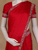 Red Solid Design Stone Work Satin Saree