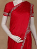 Red Solid Design Stone Work Satin Saree