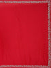 Red Solid Design Stone Work Satin Saree
