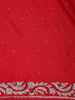 Red Solid Design Stone Work Satin Saree