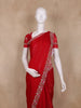 Red Solid Design Tissue Organza Saree