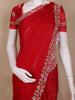 Red Solid Design Tissue Organza Saree