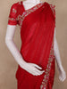 Red Solid Design Tissue Organza Saree