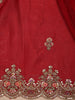 Red Solid Design Tissue Organza Saree With Navy Blue Floral Blouse