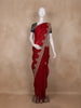 Red Solid Design Tissue Organza Saree With Navy Blue Floral Blouse