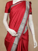 Red Solid Design Tussar Saree with Contrast Grey Zari Border