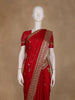 Red Floral Embroidered Designed Georgette Saree