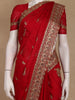 Red Floral Embroidered Designed Georgette Saree