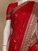Red Floral Embroidered Designed Georgette Saree