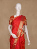 Red Solid Woven Pure Kanchipuram Silk Saree With Zari Border