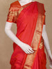 Red Solid Woven Pure Kanchipuram Silk Saree With Zari Border