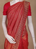Red Stone Work And Floral Design Banarasi Saree
