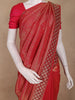 Red Stone Work And Floral Design Banarasi Saree