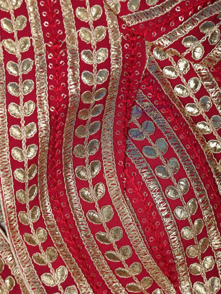 Red Striped Design Georgette Readymade Blouse - Diadem