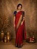 Red Striped Woven Semi Silk Saree