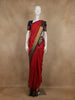 Red Striped Woven Semi Silk Saree
