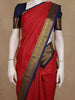 Red Striped Woven Semi Silk Saree