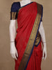 Red Striped Woven Semi Silk Saree