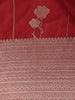 Red Stripes And Floral Woven Banarasi Silk Saree With Zari Border