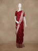 Red Stripes And Floral Woven Banarasi Silk Saree With Zari Border