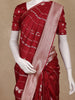 Red Stripes And Floral Woven Banarasi Silk Saree With Zari Border