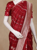 Red Stripes And Floral Woven Banarasi Silk Saree With Zari Border