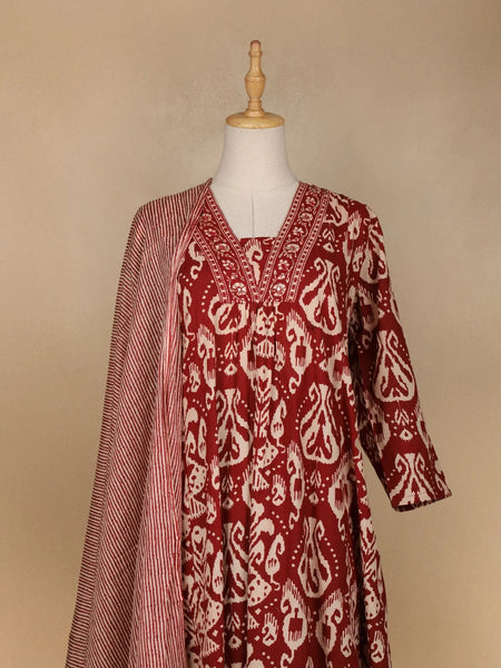 Red Abstract Designed Salwar Suit - Diadem