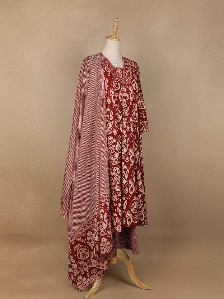 Red Abstract Designed Salwar Suit - Diadem