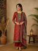 Red Ajrakh Printed Crepe Salwar Suit with Dupatta
