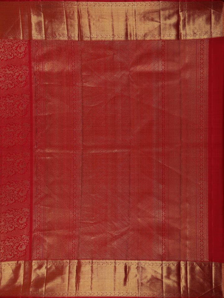 Red Animels Woven Motifs Pure Kanchipuram Silk Saree - Diadem